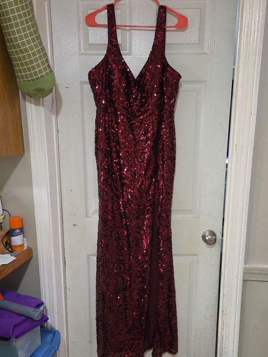 Azazie Dresses & Skirts - Azazie Burgundy Sequin V-Neck Formal Dress